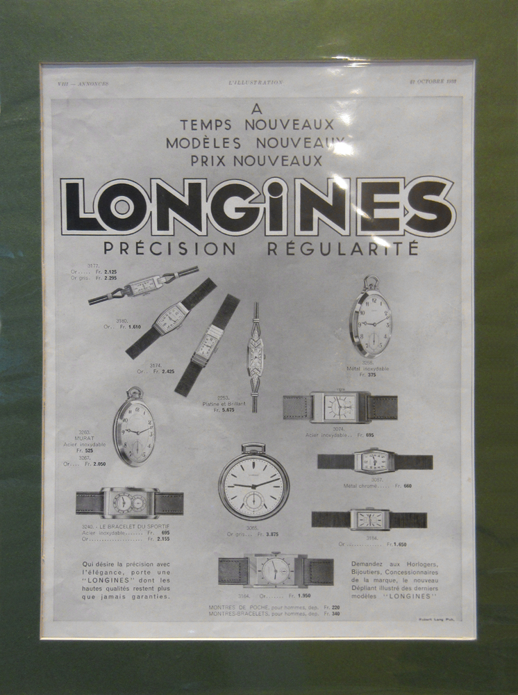 アンティーク時計 DF175 LONGINES ポスター/角型スーパーソロ、懐中時計